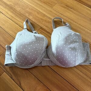 Lane Bryant Cacique Beige & White Polka Dot Full Coverage Bra Size 46DD